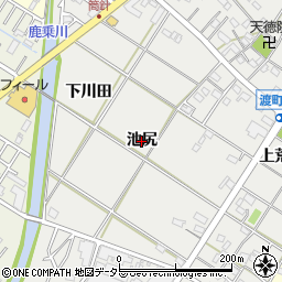 愛知県岡崎市筒針町（池尻）周辺の地図