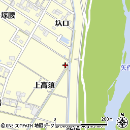 愛知県岡崎市渡町上高須周辺の地図