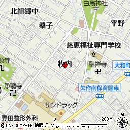 愛知県岡崎市大和町牧内周辺の地図
