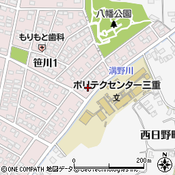 三重県四日市市笹川1丁目38周辺の地図