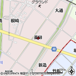 愛知県安城市上条町菱田周辺の地図