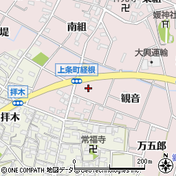 愛知県安城市上条町経根周辺の地図