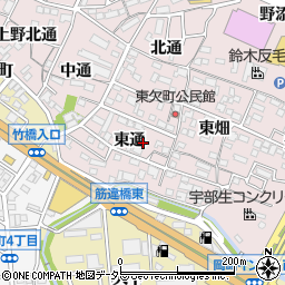 愛知県岡崎市欠町東通周辺の地図