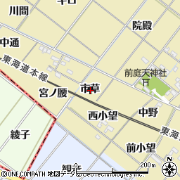 愛知県岡崎市新堀町市草周辺の地図