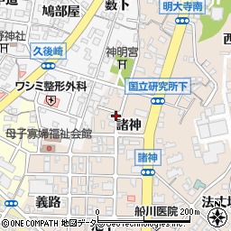 愛知県岡崎市明大寺町（諸神）周辺の地図