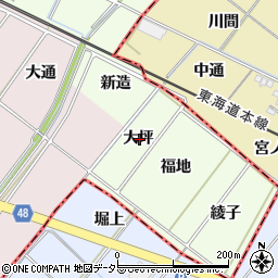 愛知県安城市山崎町大坪周辺の地図