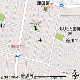 三重県四日市市笹川1丁目257周辺の地図