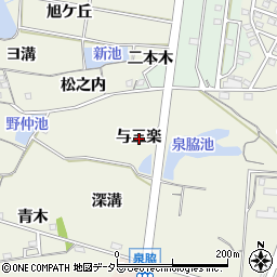 愛知県知多市金沢与三楽周辺の地図