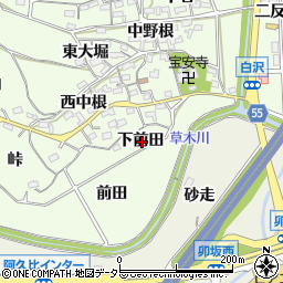 愛知県知多郡阿久比町白沢下前田周辺の地図