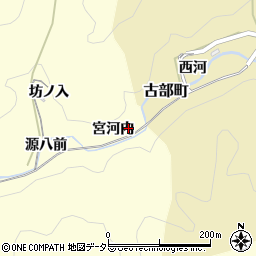 愛知県岡崎市蓬生町宮河内周辺の地図