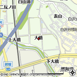 愛知県知多郡阿久比町白沢大橋周辺の地図