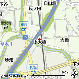 愛知県知多郡阿久比町白沢上大橋周辺の地図