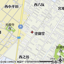 愛知県岡崎市大和町塗御堂53周辺の地図