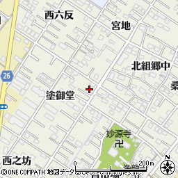 愛知県岡崎市大和町塗御堂4周辺の地図