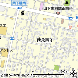 三重県四日市市日永西3丁目14周辺の地図