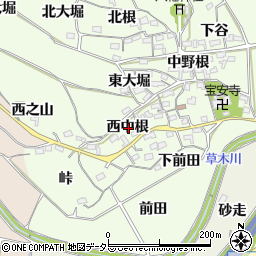 愛知県知多郡阿久比町白沢西中根周辺の地図