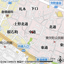 愛知県岡崎市欠町中通周辺の地図