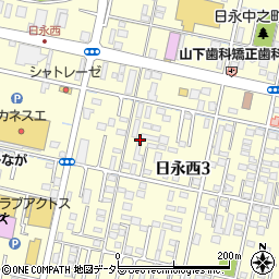 三重県四日市市日永西3丁目周辺の地図