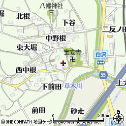 愛知県知多郡阿久比町白沢東中根周辺の地図