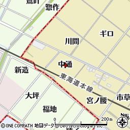 愛知県岡崎市新堀町中通周辺の地図