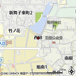 愛知県知多市金沢西田周辺の地図