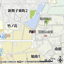愛知県知多市金沢（西田）周辺の地図