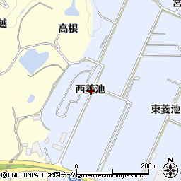 愛知県知多郡阿久比町板山西菱池周辺の地図