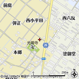 愛知県岡崎市新堀町東小平田周辺の地図