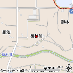 愛知県知多郡阿久比町草木御林前周辺の地図