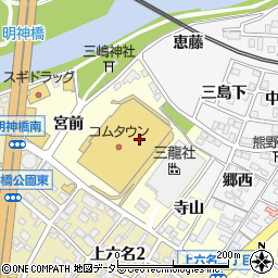 愛知県岡崎市上六名町郷浦周辺の地図