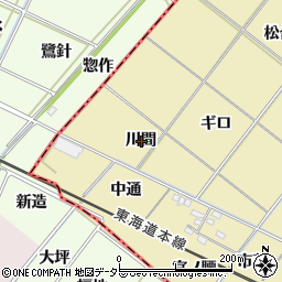 愛知県岡崎市新堀町川間周辺の地図