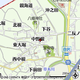愛知県知多郡阿久比町白沢中野根周辺の地図