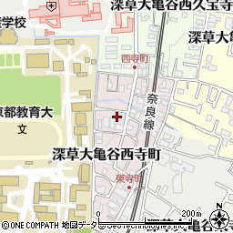 京都府京都市伏見区深草大亀谷西寺町周辺の地図