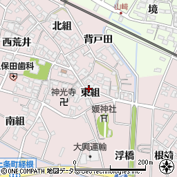 愛知県安城市上条町東組周辺の地図