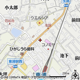 愛知県知多郡東浦町生路池下周辺の地図