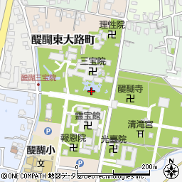 醍醐寺三宝院庭園周辺の地図