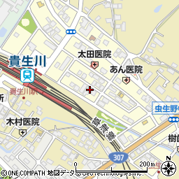 滋賀県甲賀市水口町虫生野中央64周辺の地図