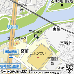 愛知県岡崎市上六名町三島周辺の地図