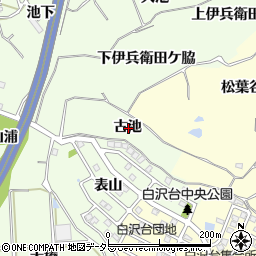 愛知県知多郡阿久比町白沢古池周辺の地図