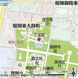 醍醐寺三宝院庭園周辺の地図