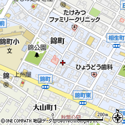 愛知県安城市錦町周辺の地図