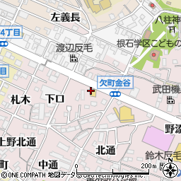 愛知県岡崎市欠町（石ケ崎下タ通）周辺の地図