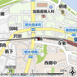 愛知県岡崎市明大寺町門前周辺の地図