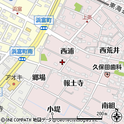 愛知県安城市上条町（西浦）周辺の地図
