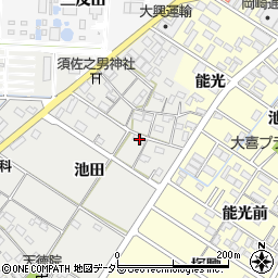 愛知県岡崎市筒針町池田55周辺の地図