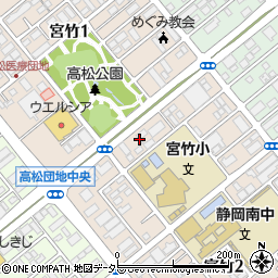 静岡県静岡市駿河区宮竹周辺の地図