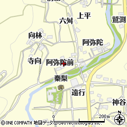 愛知県岡崎市秦梨町阿弥陀前周辺の地図