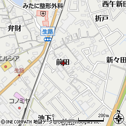 愛知県知多郡東浦町生路前田周辺の地図