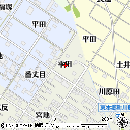 愛知県岡崎市大和町平田周辺の地図