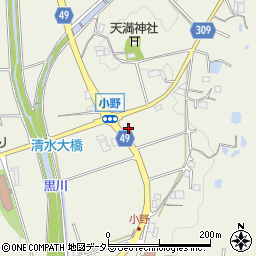 兵庫県三田市小野周辺の地図